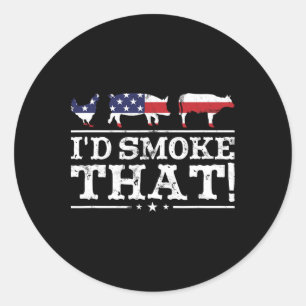 Grappig Bbq-shirt Ik Zou Dat Vlees Pitmaster Gril Ronde Sticker