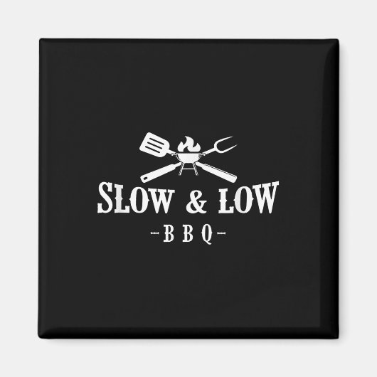 Grappig BBQ Shirt, traag en laag Magneet (Voorkant)