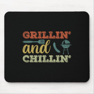 Grappig Bbq-shirt voor mannen vintage Grillin en C Muismat