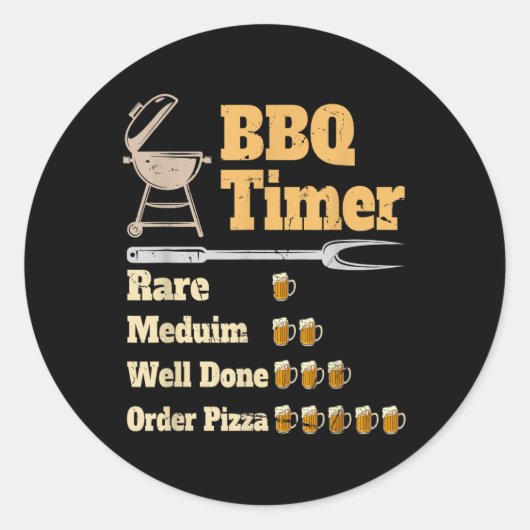Grappig BBQ Timer Grillen Ronde Sticker (Voorkant)