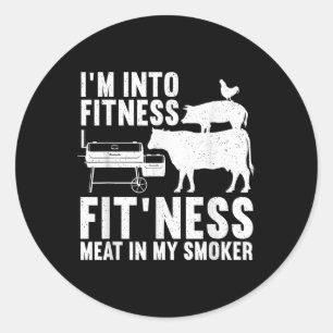 Grappig BBQ vlees roken kunst voor mannen vrouwen Ronde Sticker