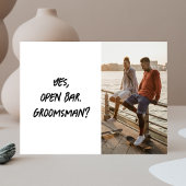 Grappig Be My Groomsman Brush Script Foto Briefkaart