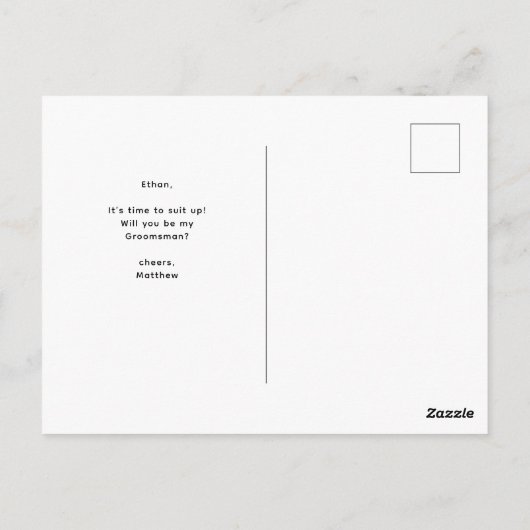 Grappig Be My Groomsman Brush Script Foto Briefkaart (Achterkant)