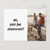 Grappig Be My Groomsman Brush Script Foto Briefkaart (Voorkant)