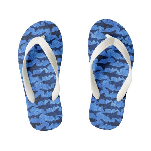 Grappig Beach House Grote witte haaien Kinder Teenslippers (Voetbed)
