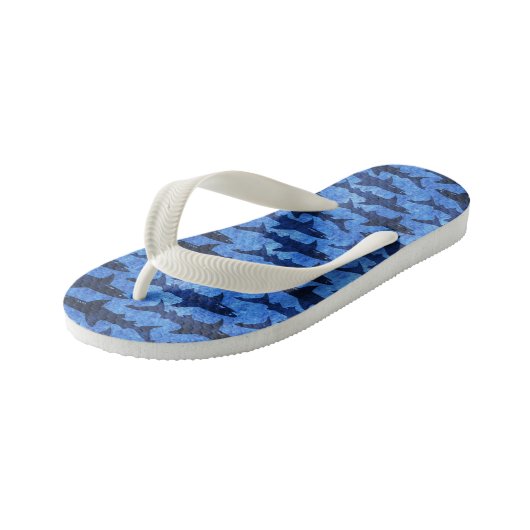 Grappig Beach House Grote witte haaien Kinder Teenslippers (Schuin)