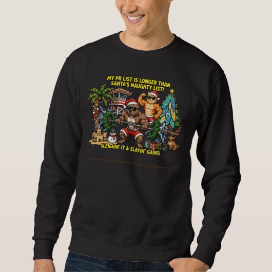 Grappig Beach Kerst Workout T-shirt (Voorkant)