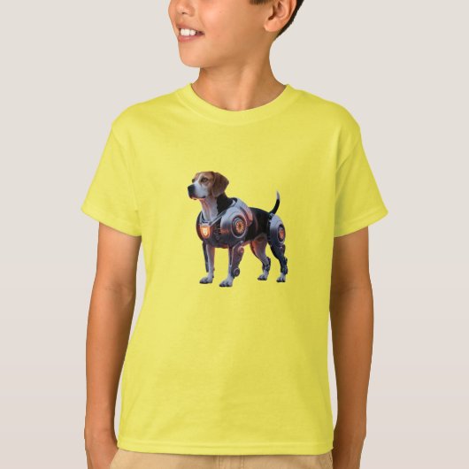 Grappig Beagle Robot Kinderen T-Shirt (Voorkant)