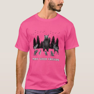Grappig Beary Goede Vrienden Retro Camping Wandele T-shirt