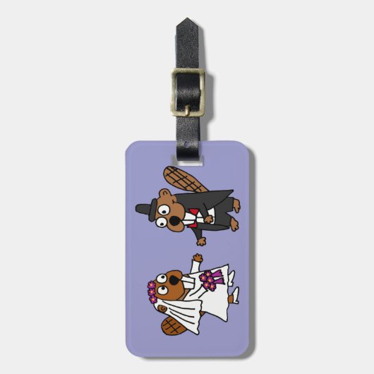 Grappig Beaver Bruid en bruidegom Bruiloft Bagagelabel (Voorkant verticaal)