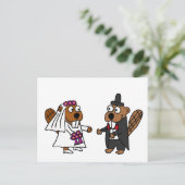 Grappig Beaver Bruid en bruidegom Bruiloft Briefkaart (Staand voorkant)