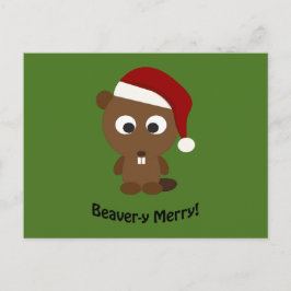 Grappig Beaver-y Merry! Santa Beaver Feestdagenkaart