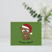 Grappig Beaver-y Merry! Santa Beaver Feestdagenkaart (Staand voorkant)