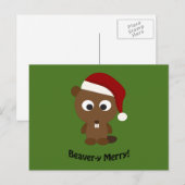 Grappig Beaver-y Merry! Santa Beaver Feestdagenkaart (Voorkant / Achterkant)