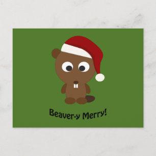 Grappig Beaver-y Merry! Santa Beaver Feestdagenkaart
