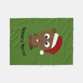 Grappig Beaver-y Merry! Santa Beaver Fleece Deken (Voorkant (Horizontaal))