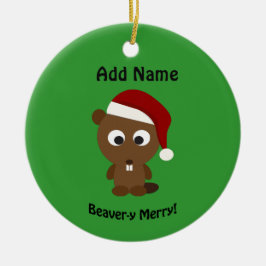 Grappig Beaver-y Merry! Santa Beaver Keramisch Ornament