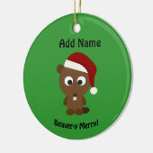 Grappig Beaver-y Merry! Santa Beaver Keramisch Ornament (Links)