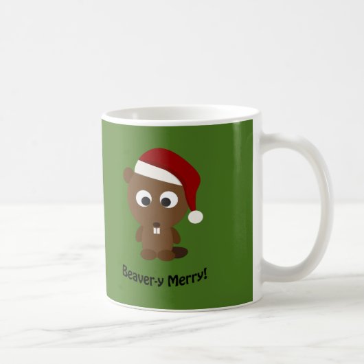 Grappig Beaver-y Merry! Santa Beaver Koffiemok (Rechts)