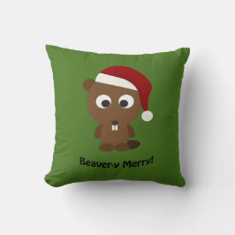 Grappig Beaver-y Merry! Santa Beaver Kussen