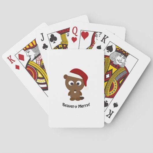 Grappig Beaver-y Merry! Santa Beaver Pokerkaarten (Achterkant)
