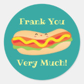 Grappig bedankt, heel erg humoristisch, hotdog ronde sticker (Voorkant)