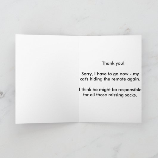 grappig Bedankt kaart kat verbergt afstandsbedieni (Binnen)