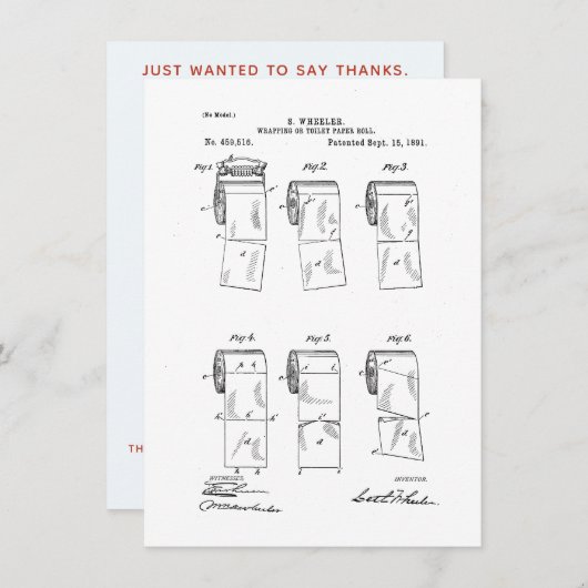 Grappig bedankt, Toilet Paper Patent Bedankkaart (Voorkant / Achterkant)