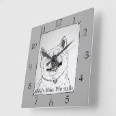 grappig beeld van akita glimlachende realistische  vierkante klok (Hoek)