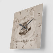 grappig beeld van akita glimlachende realistische vierkante klok (Hoek)