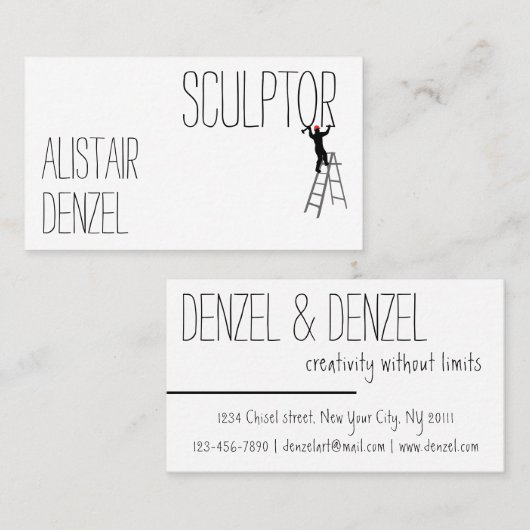 Grappig beeldhouwer man aanpasbaar visitekaartje (Voorkant / Achterkant)