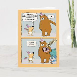 Grappig Beer dat een Noisemaker Birthday vindt Kaart