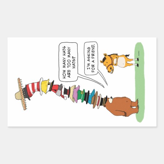 Grappig Beer dat veel Petten draagt Rechthoekige Sticker (Voorkant)