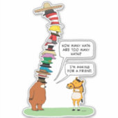 Grappig Beer dat veel Petten draagt Sticker (Voorkant)