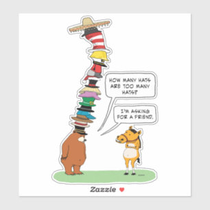 Grappig Beer dat veel Petten draagt Sticker