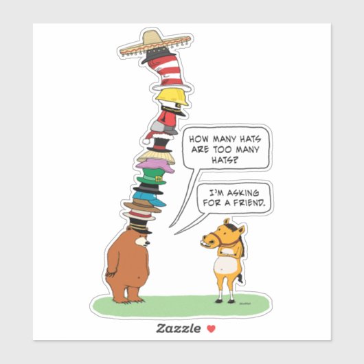 Grappig Beer dat veel Petten draagt Sticker (Vel)