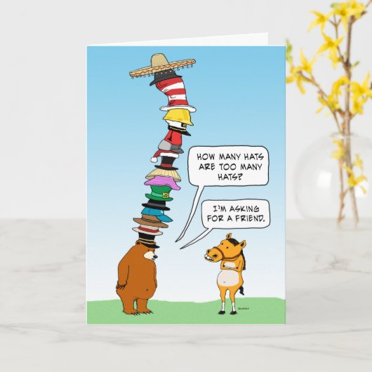 Grappig Beer dat veel Petten van de geboorte draag Kaart (Gele Bloem)