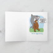 Grappig Beer en haai verlate verjaardag Kaart (Binnen)