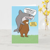 Grappig Beer en haai verlate verjaardag Kaart (Gele Bloem)