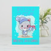 Grappig Beer Het is koud buiten Prettige feestdage Feestdagenkaart (Staand voorkant)