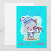 Grappig Beer Het is koud buiten Prettige feestdage Feestdagenkaart (Voorkant / Achterkant)