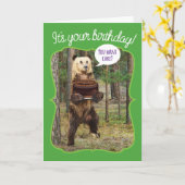 Grappig Beer in de Bossen met de nachtkaak Kaart (Gele Bloem)