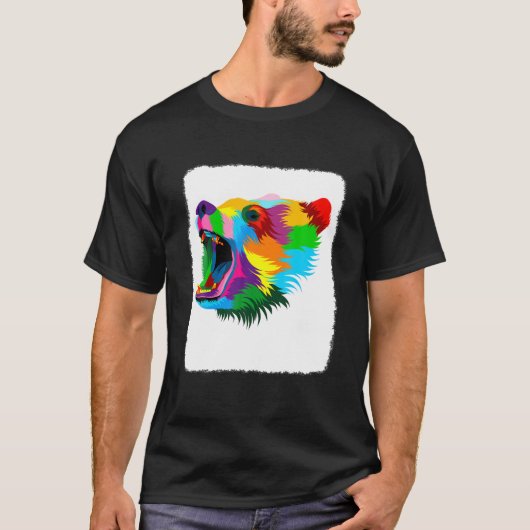 Grappig Beer, kleurrijke kunst, grafisch voor Beer T-shirt (Voorkant)