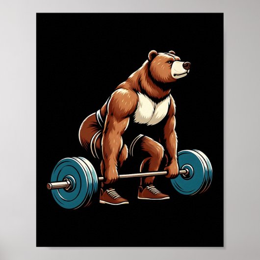 Grappig Beer Lifting Gewichten Bodybuilding Workou Poster (Voorkant)
