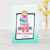 Grappig Beer met een kroon Happy Birthday Kaart (Gele Bloem)