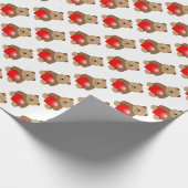 Grappig beer met hart cadeaupapier (Hoek)