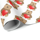 Grappig beer met hart cadeaupapier (Rol Hoek)