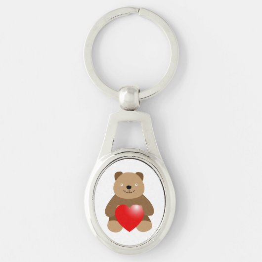 Grappig beer met hart sleutelhanger (Voorkant)