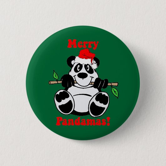 Grappig Beer met Kerstmis Panda Ronde Button 5,7 Cm (Voorkant)