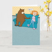 Grappig Beer met Pointy Stick Verjaardag Kaart (Gele Bloem)